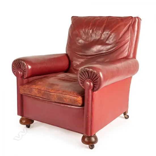An Edwardian leather club chair