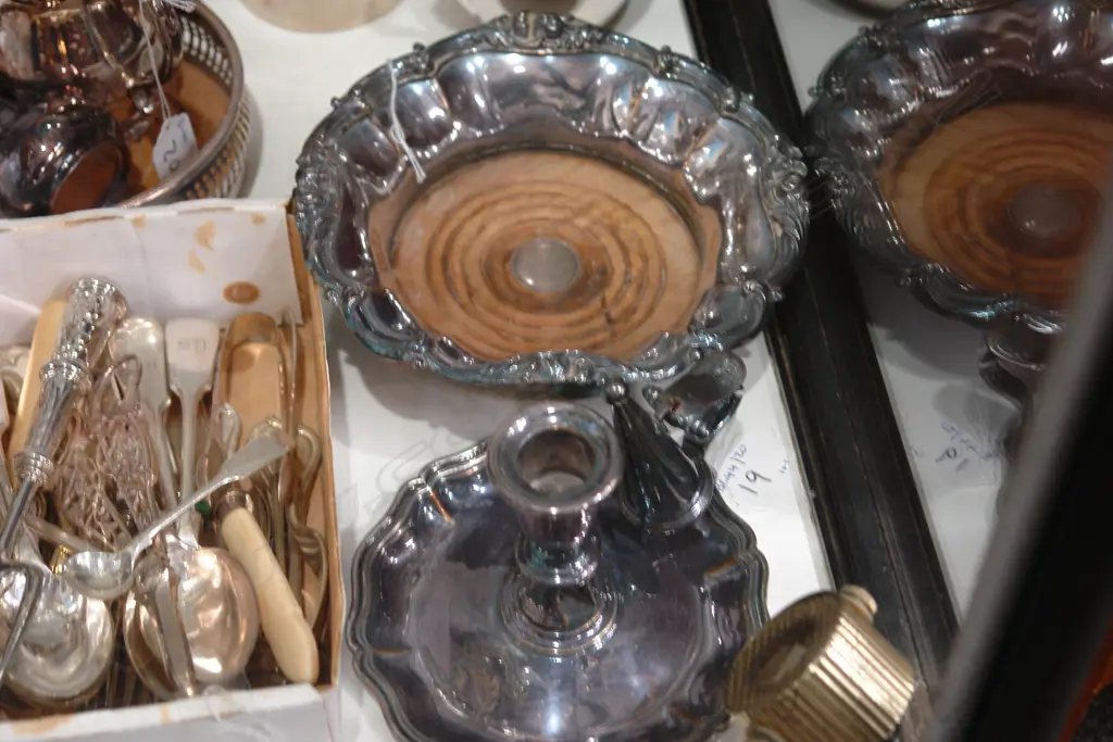 SHEFFIELD PLATE CANDLESTICK & WINE COASTER Image 1++