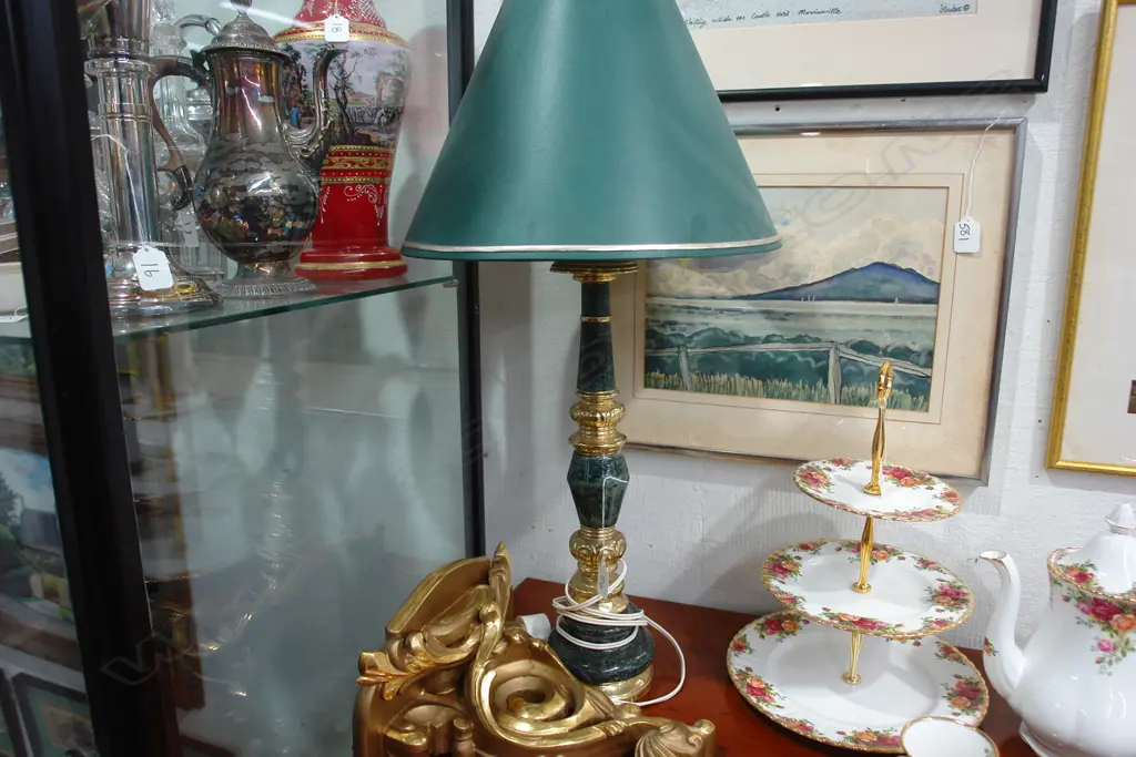 MARBLE AND BRASS SIDE LAMP Image 1++