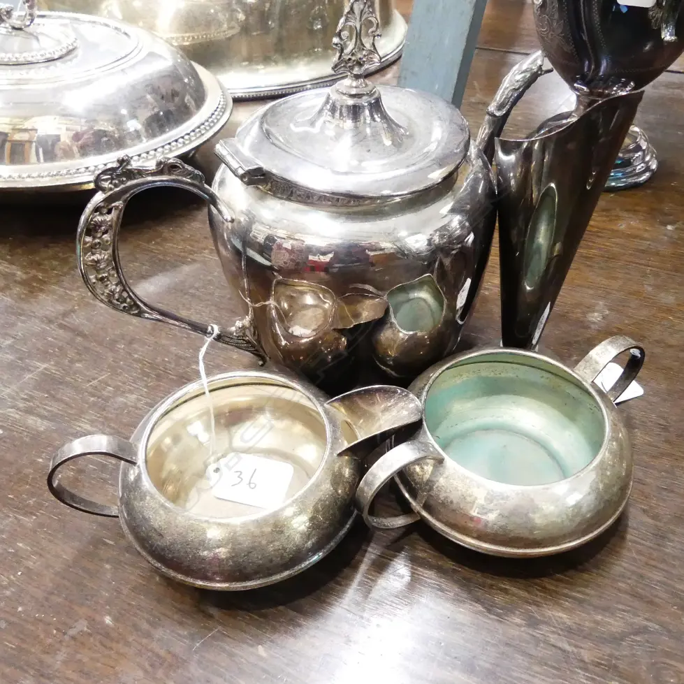 E.P. TEAPOT+SUGAR+MILK+SPECIMEN VASE Image 1++