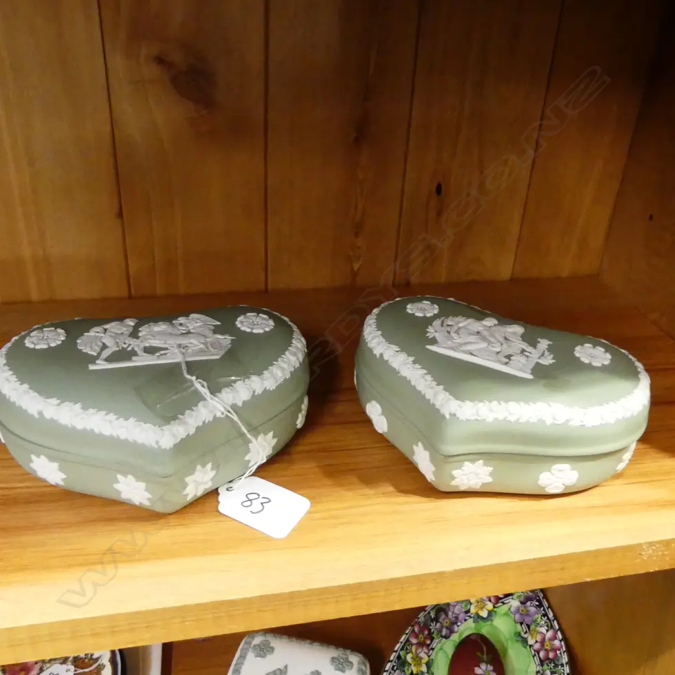 W/WOOD J/WARE SAGE TRINKET BOXES X 2 Image 1++