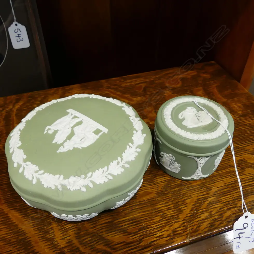 W/WOOD J/WARE SAGE TRINKET BOXES X 2 Image 1++