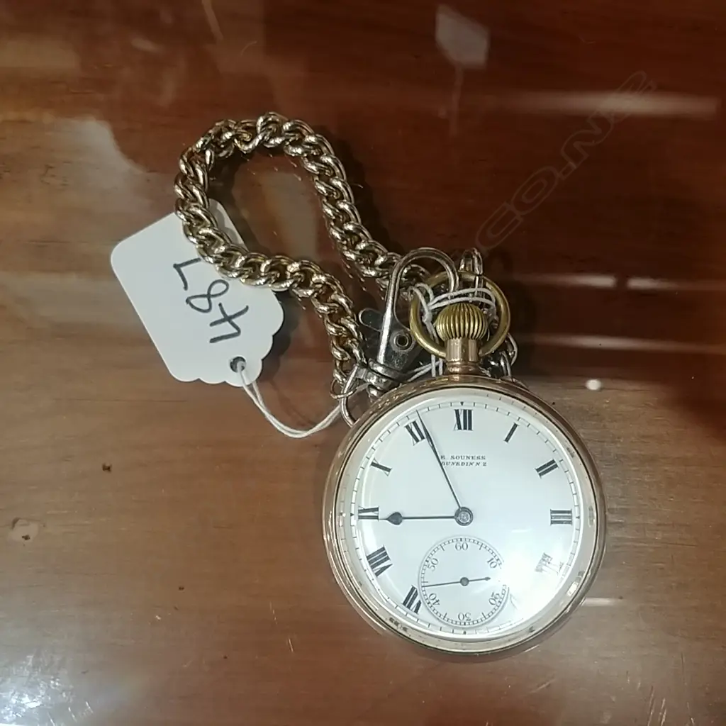 E. SOUNESS DUNEDIN G/PLATED POCKET WATCH Image 1++