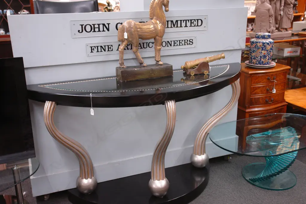 CONTEMPORARY  HALF ROUND CONSUL TABLE Image 1++