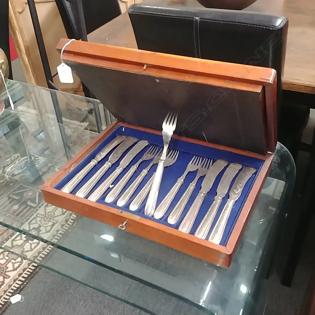 CASED EDWARDIAN FISH KNIFE SET Image 1++