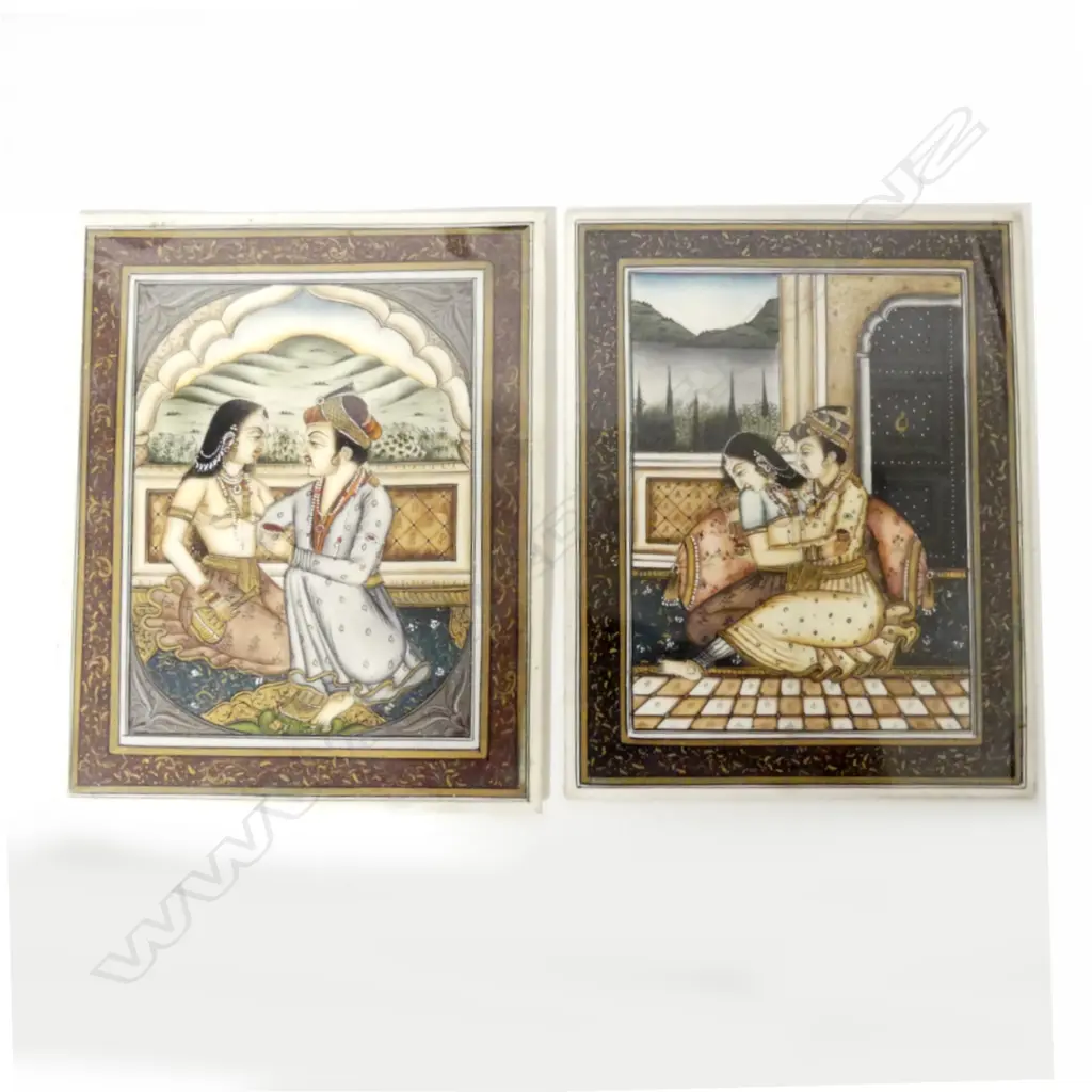 A pair of Indian miniature paintings on ivory leaf Image 1++