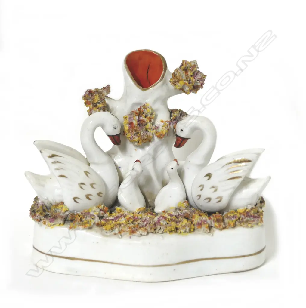 A Victorian Staffordshire swan ornament Image 1++