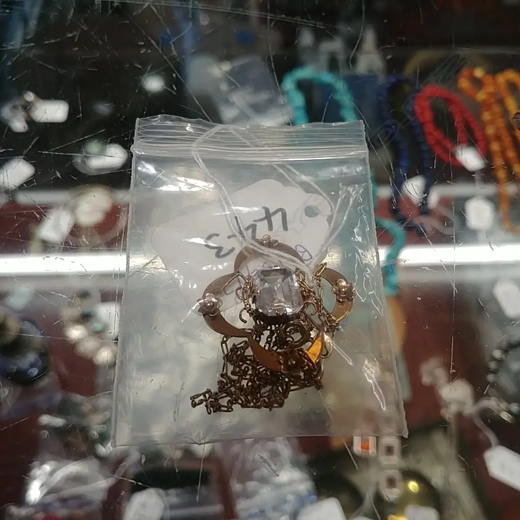 EDWARDIAN 9CT GOLD PENDANT & CHAIN Image 1++