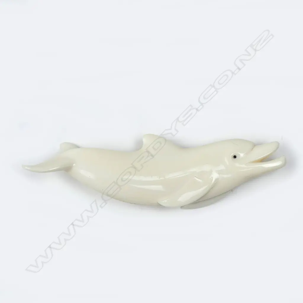 Steve Myhre carved bone dolphin brooch Image 1++