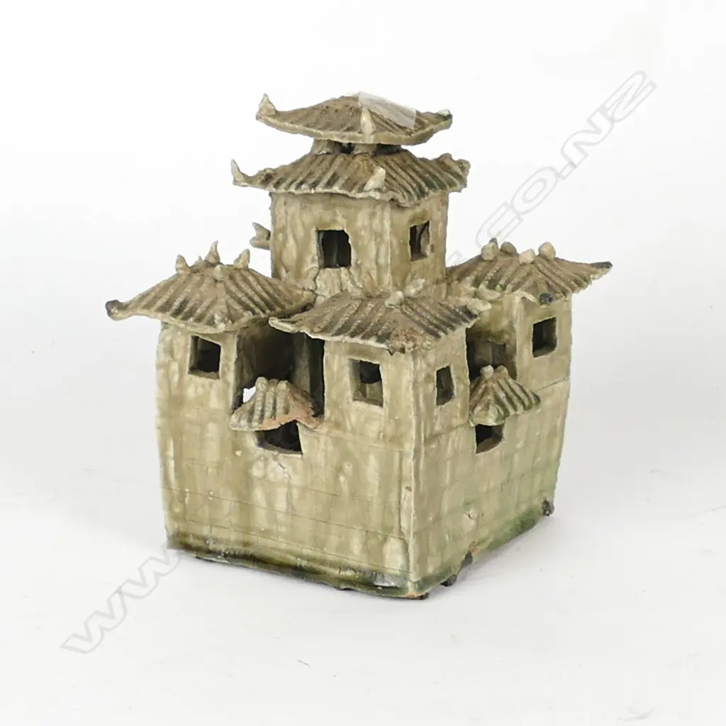 A Chinese porcelain Mingqi funerary temple building model Image 1++