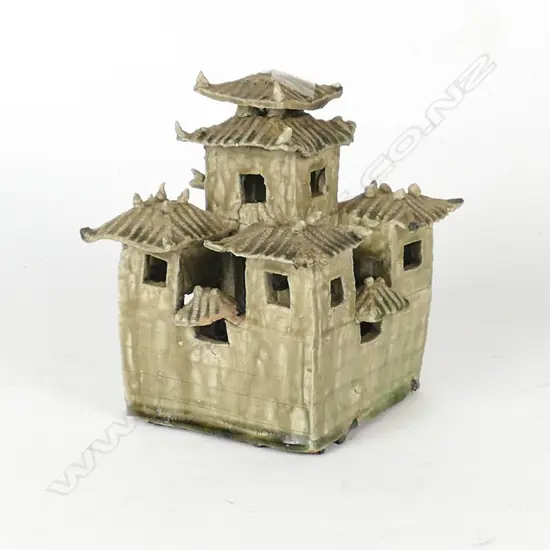 A Chinese porcelain Mingqi funerary temple building model