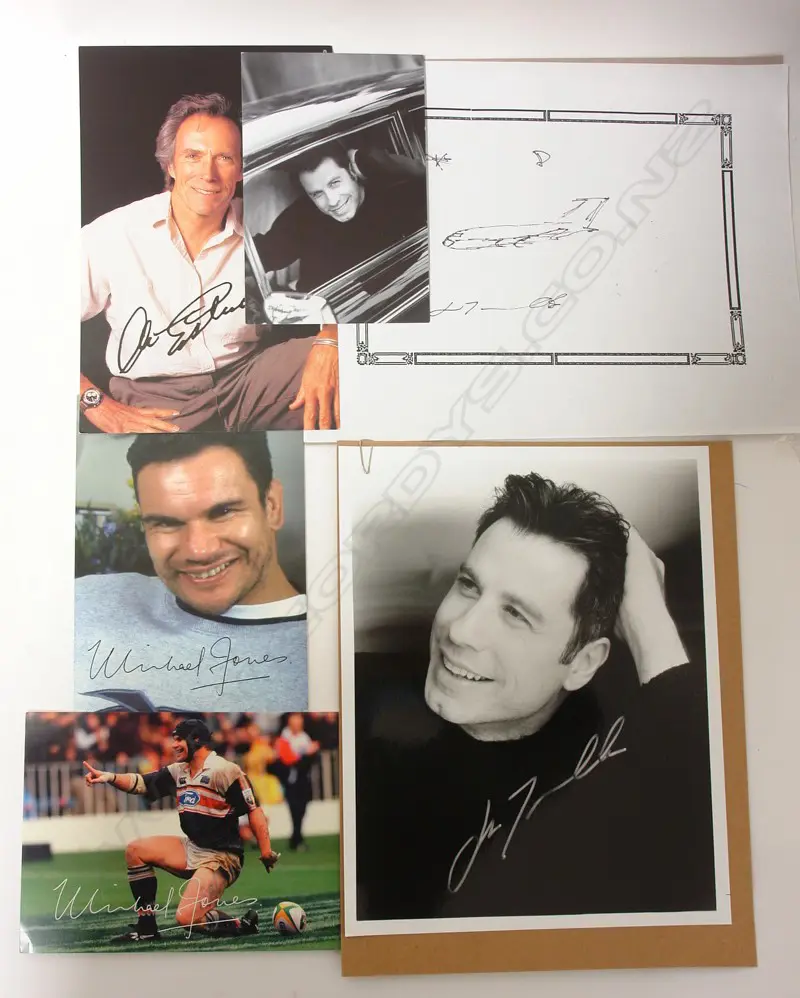 A collection of signed celebrity photographs and sketch Image 1++