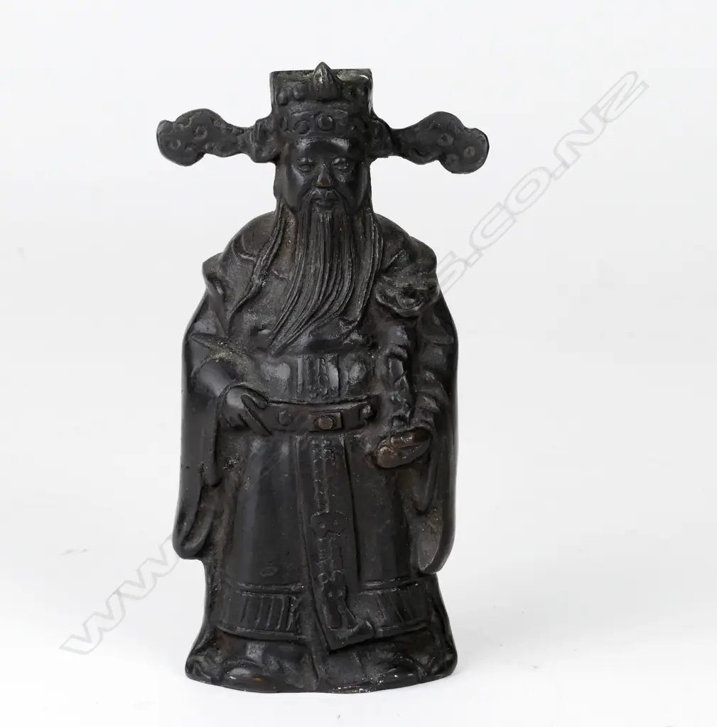 A 19thC Chinese cast bronze statuette of Lu-Hsing Image 1++