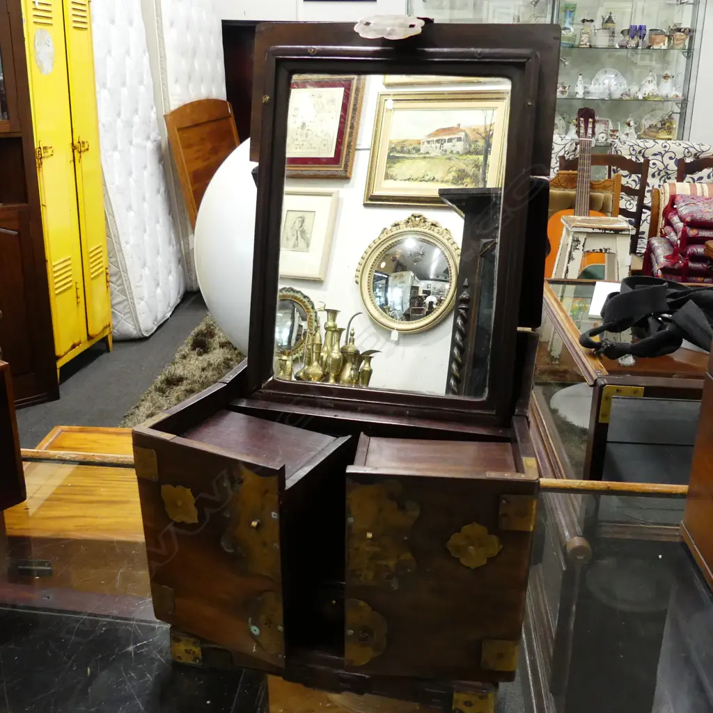 CHINESE WOOD BRASS MINIATURE DRESSING TABLE Image 1++