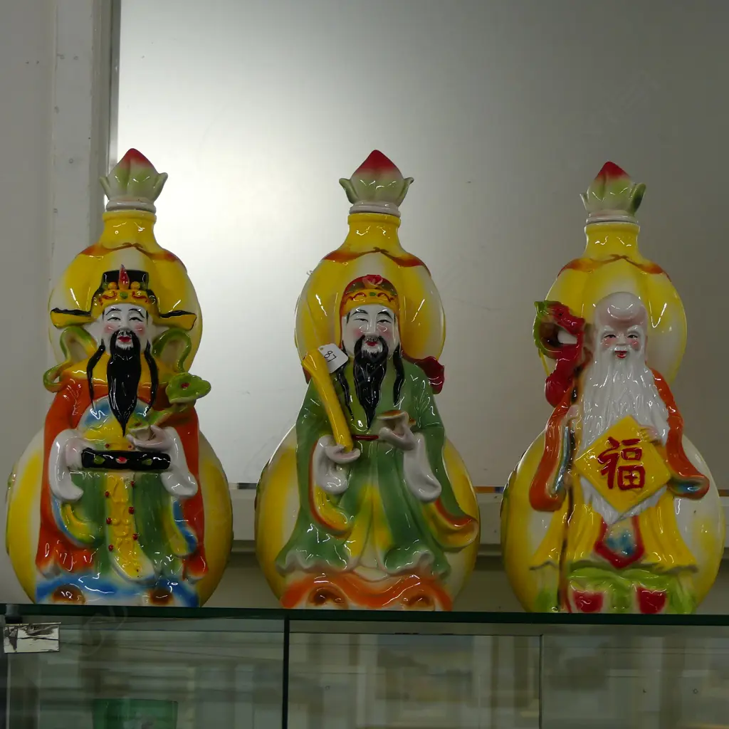 3 CHINESE FIGURAL DECANTERS Image 1++