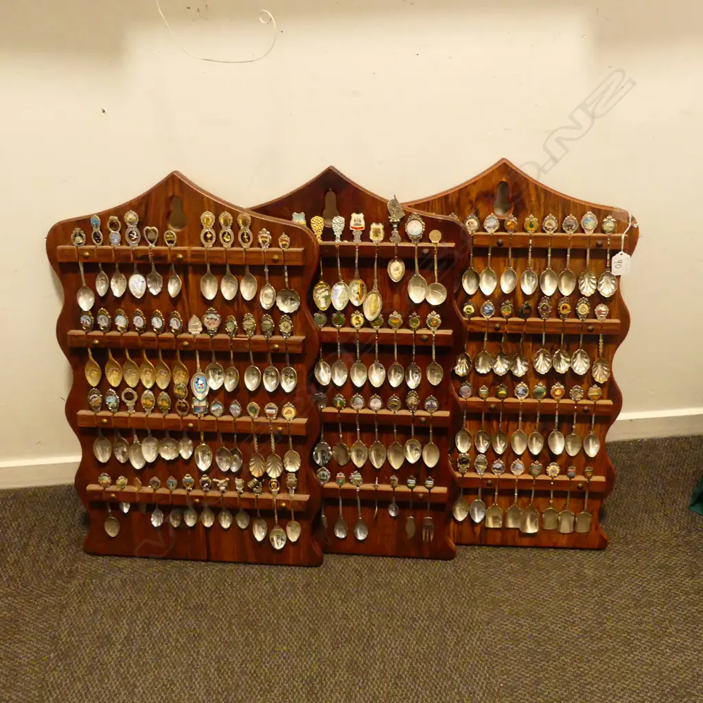 COLLECTION OF TEASPOONS ON DISPLAY BOARDS Image 1++
