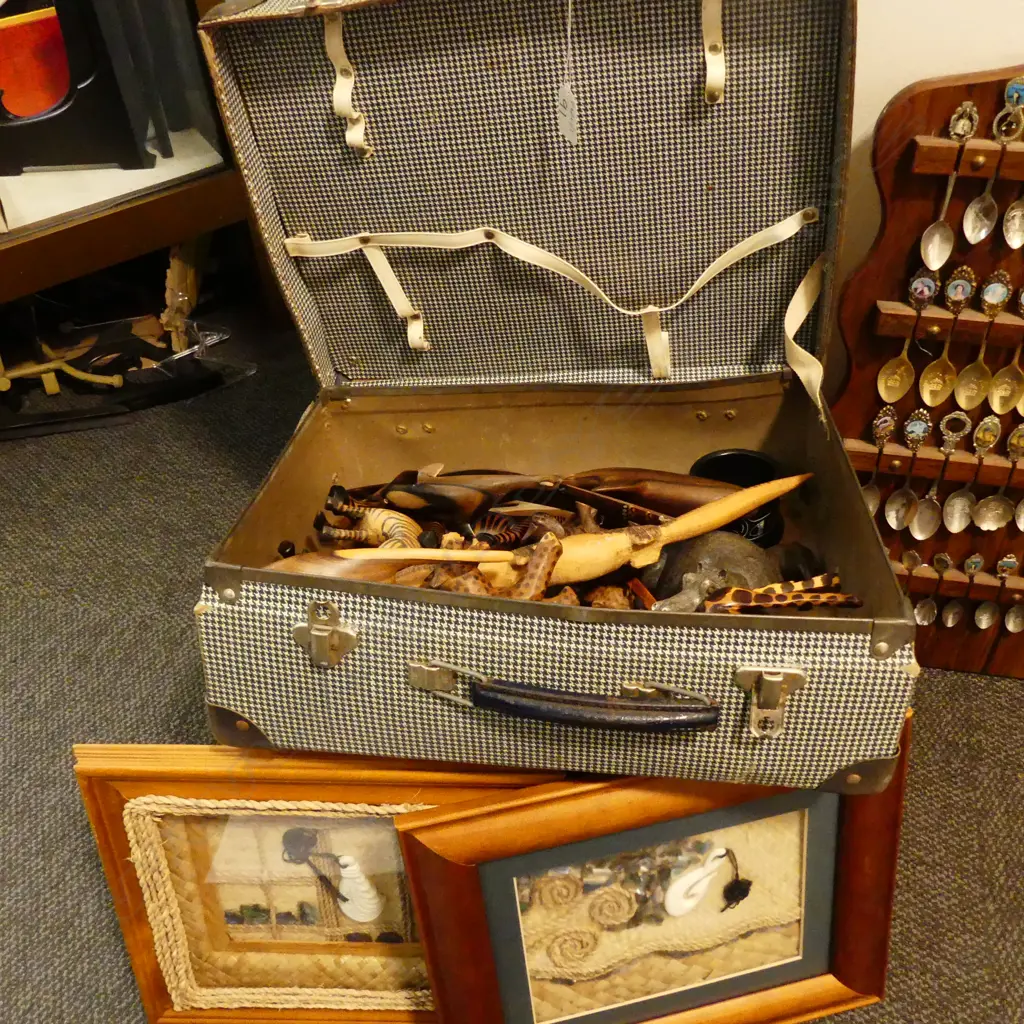 VINTAGE SUITCASE/ASST ANIMALS/MAORI PICTURES Image 1++
