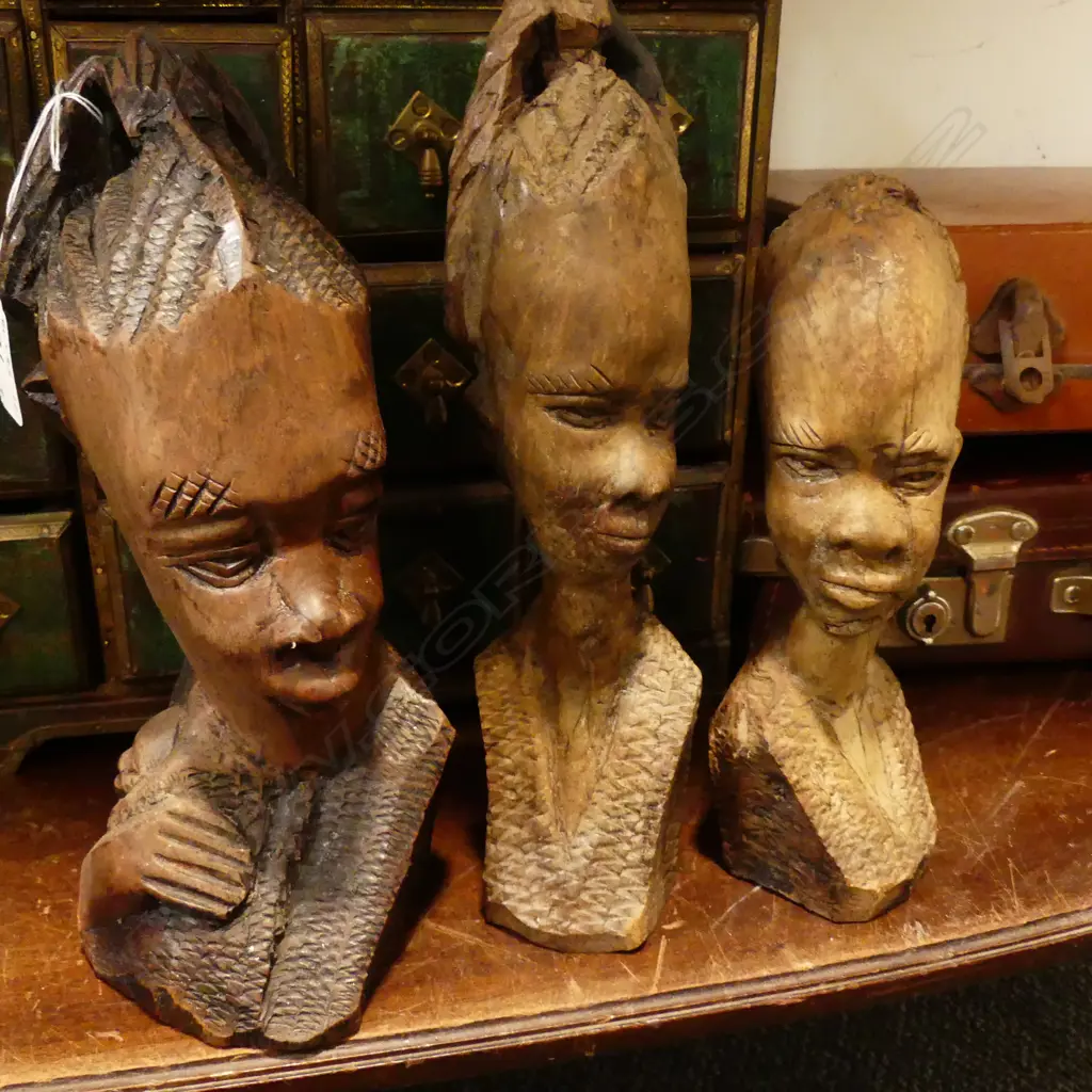 3 AFRICAN EBONY CARVINGS Image 1++