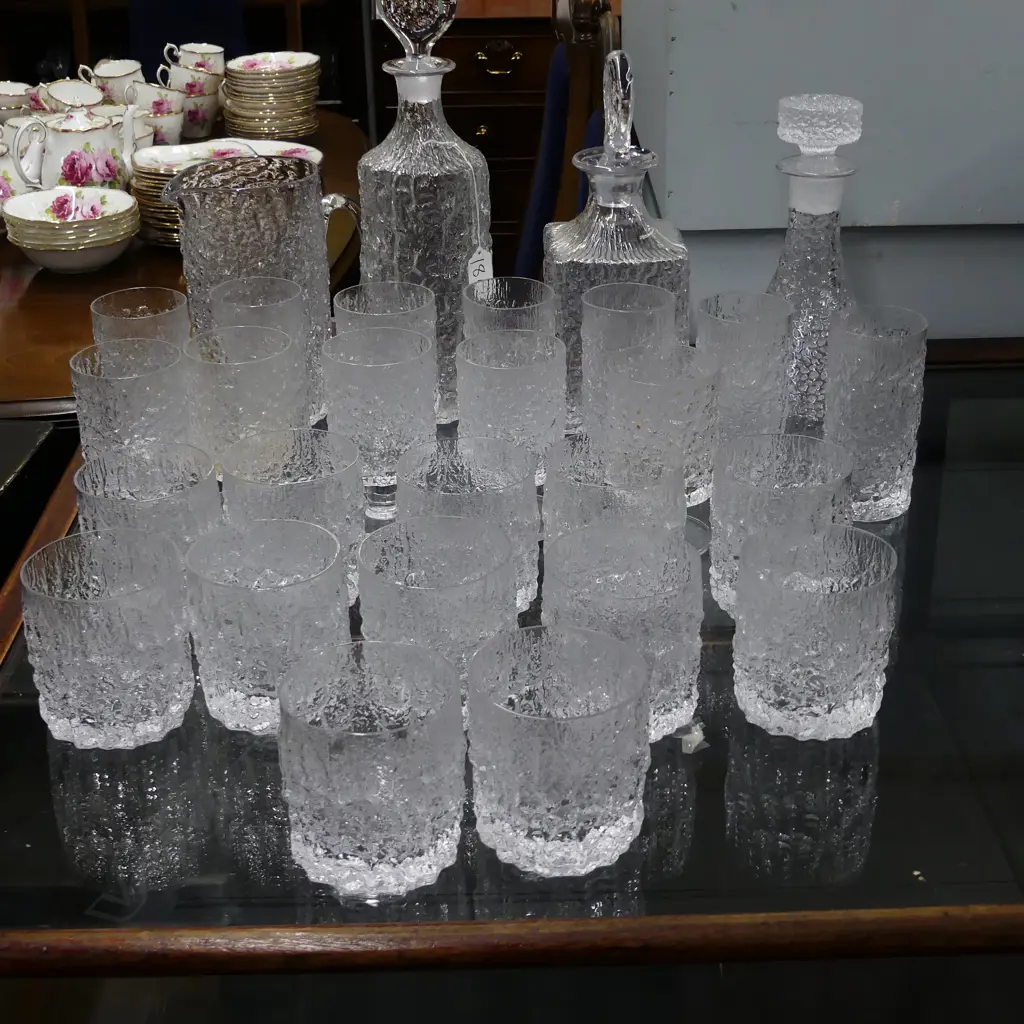 A selection of Whitefriars 'Glacier' & 'Everest' glass tableware designed by Geoffrey Baxter c.1967-1974 Image 1++