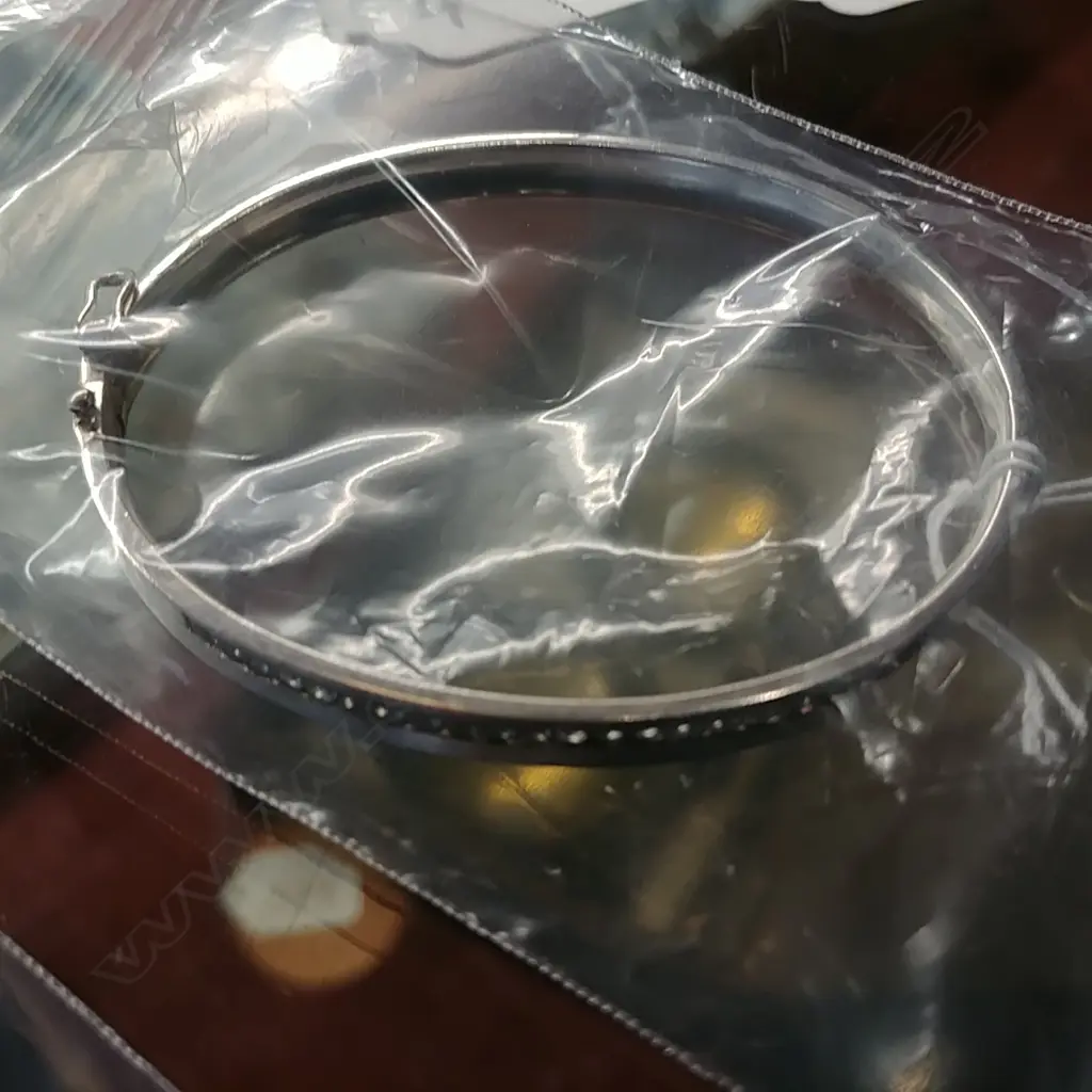 SILVER HINGED BANGLE SET WITH C.Zs Image 1++