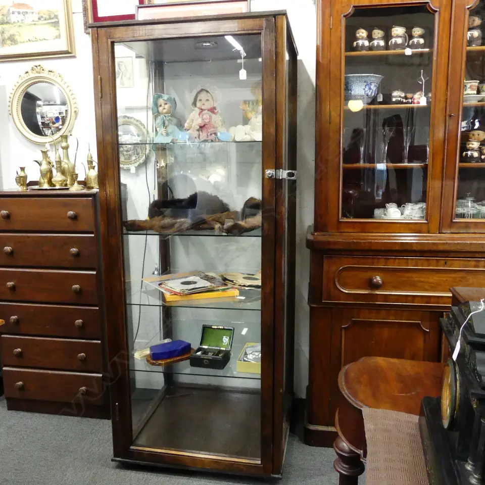 1920'S TALL SQUARE STANDING SHOP DISPLAY CABINET Image 1++