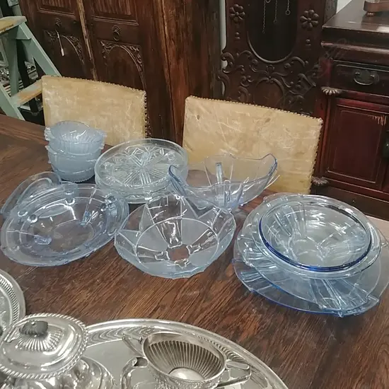 14PC BLUE DEPRESSION GLASS