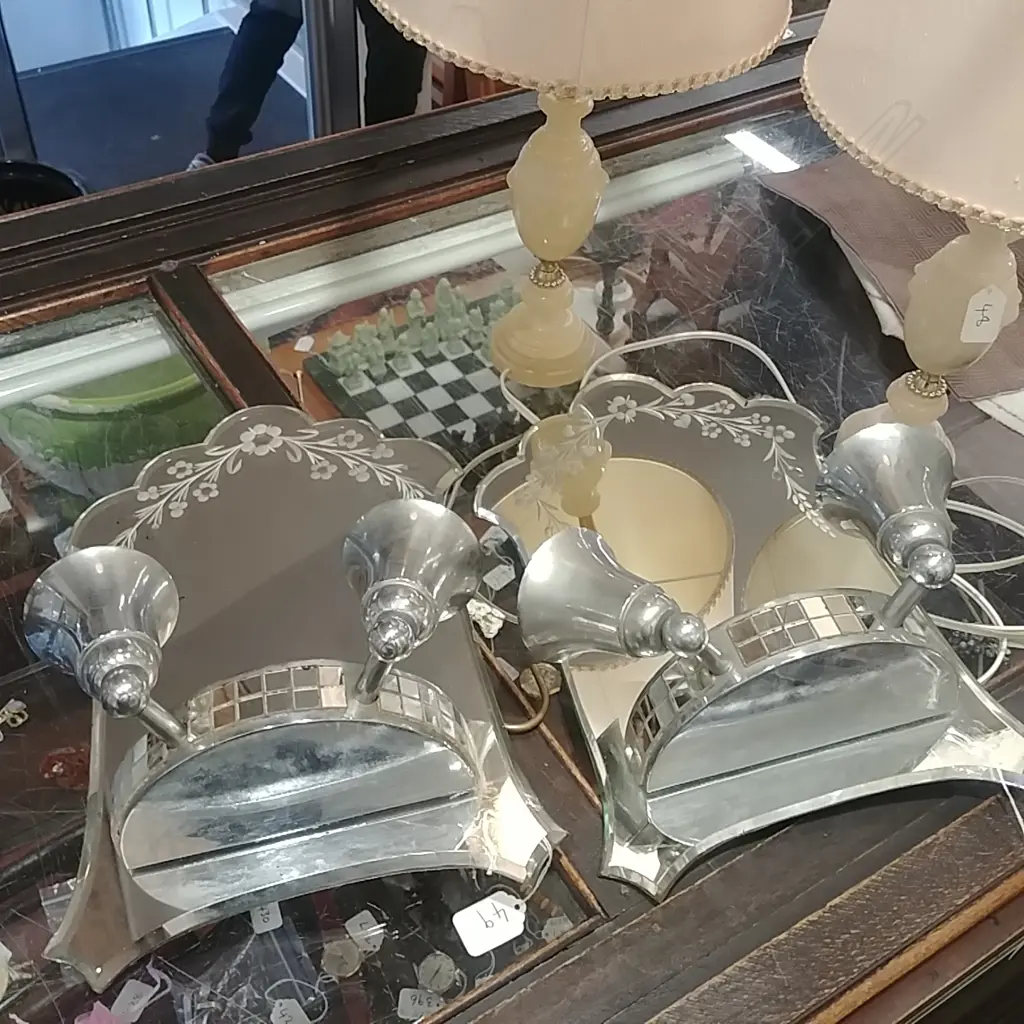 PR OF VENETIAN MIRRORED WALL SCONCES Image 1++