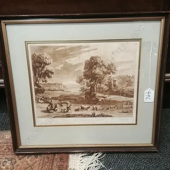 CLAUDE LORRAIN PASTORAL ENGRAVING 1775