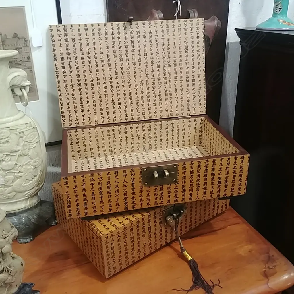 2 CHINESE CALIGRAPHY BOXES Image 1++