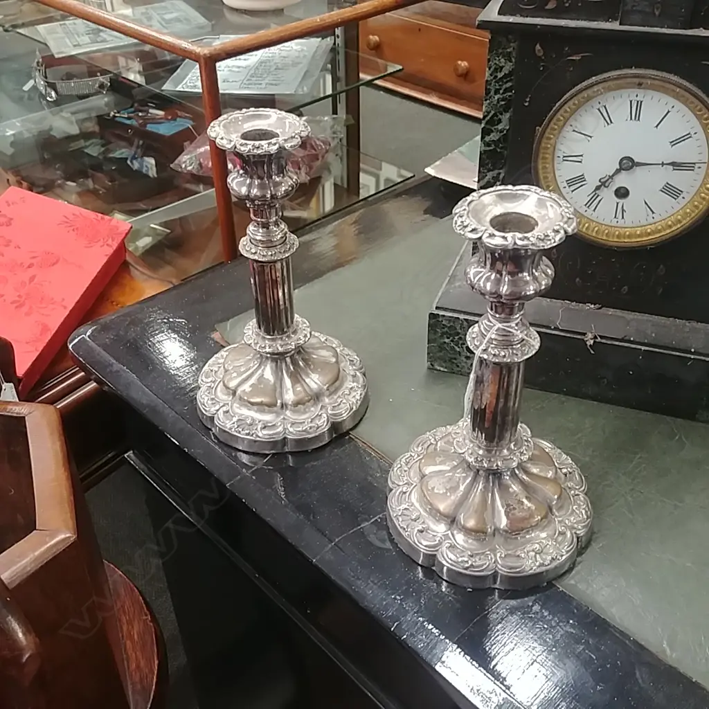 PR SHEFFIELD PLATE CANDLESTICKS Image 1++