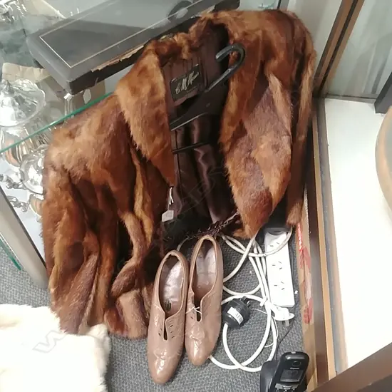 FOX FUR COAT + PR OLD DRESS SHOES 