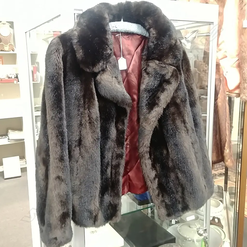 BROWN FAUX FUR JACKET Image 1++