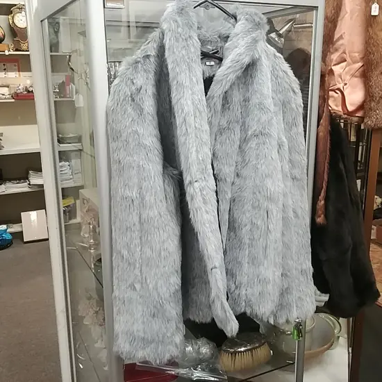 GREY FAUX FUR JACKET