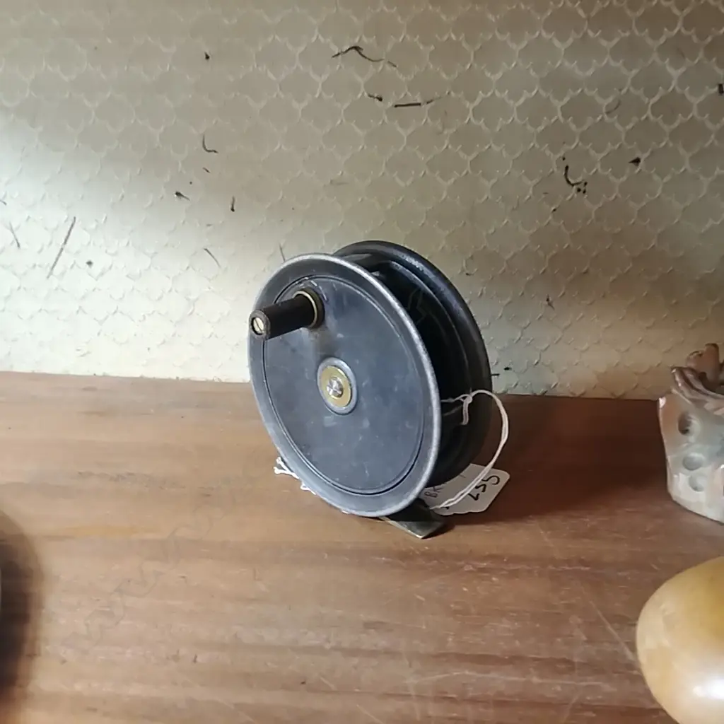 3 1/4" ALLCOCKS ALLOY FLY FISHING REEL - PERMANENT CHECK, ALLCOCKS STAG  LOG, WORKS VERY WELL  Image 1++