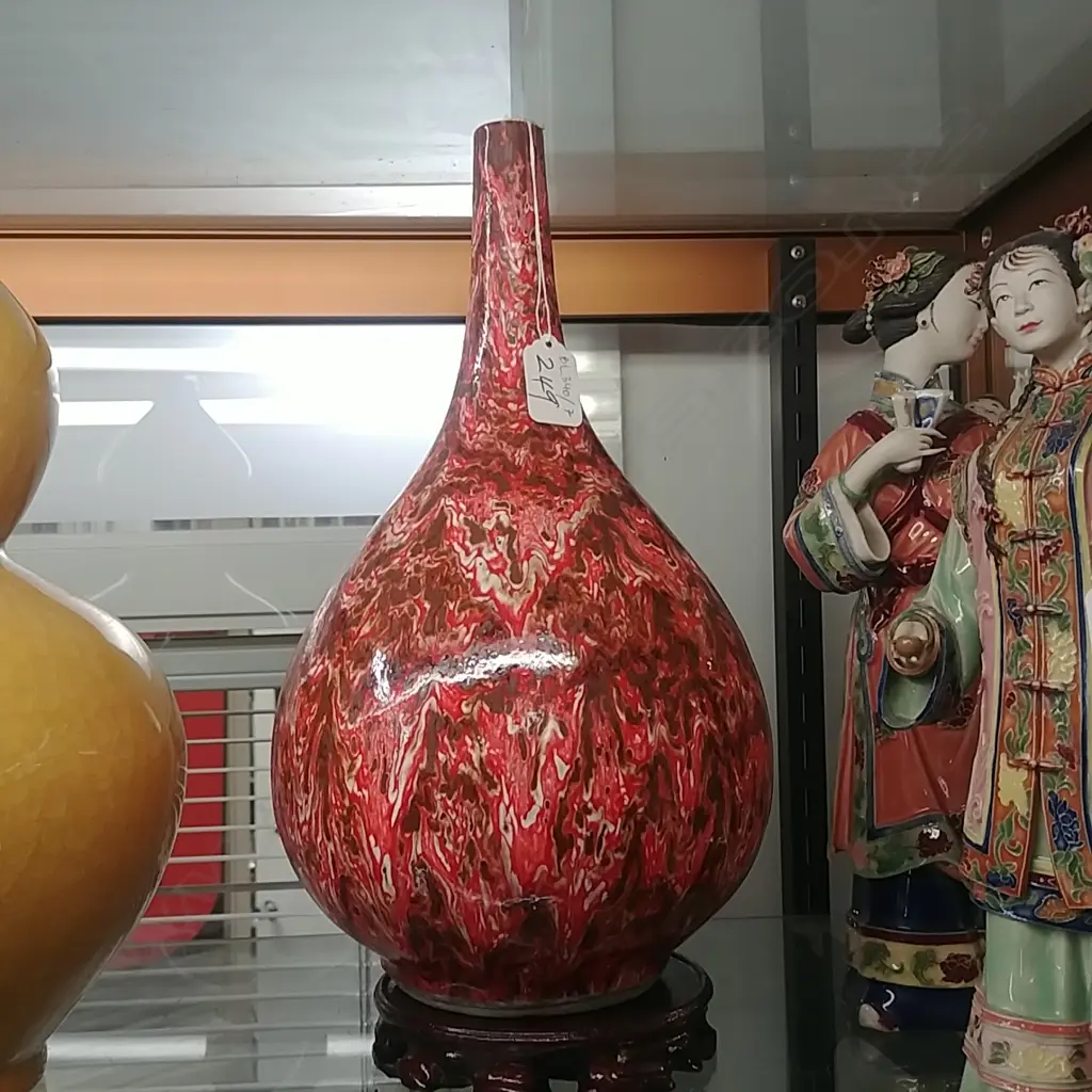 CHINESE MULTI COLOUR GLAZED VASE ON STAND Image 1++