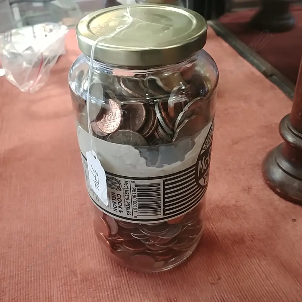 JAR OF ASST WORLD COINS Image 1++