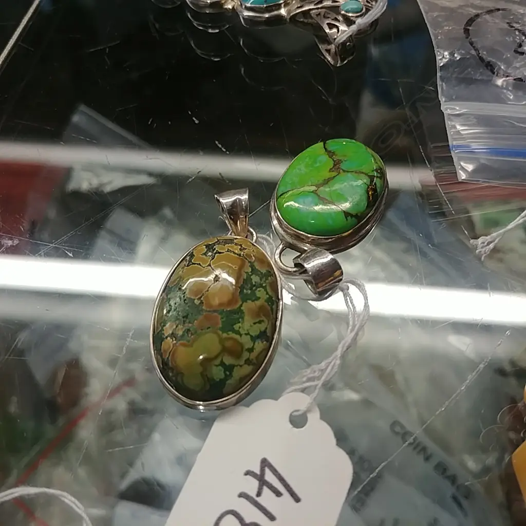 2 TURQUOISE & SILVER PENDANTs Image 1++