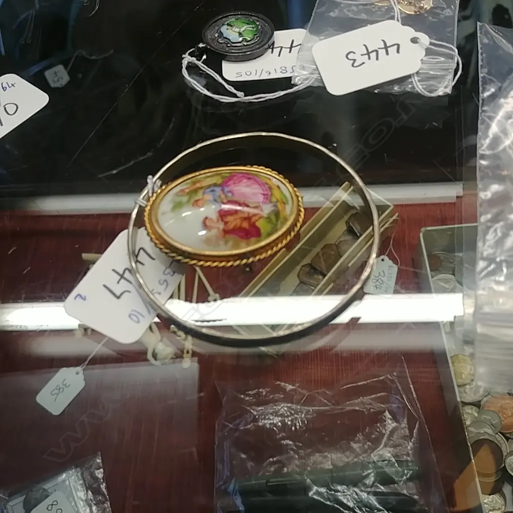 LIMOGE BROOCH + MEXICAN SILVER BANGLE  Image 1++