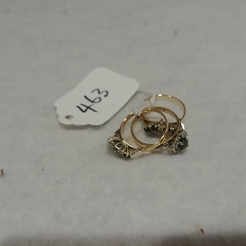 9CT SAPPHIRE & DIA. 3 RING SET Image 1++
