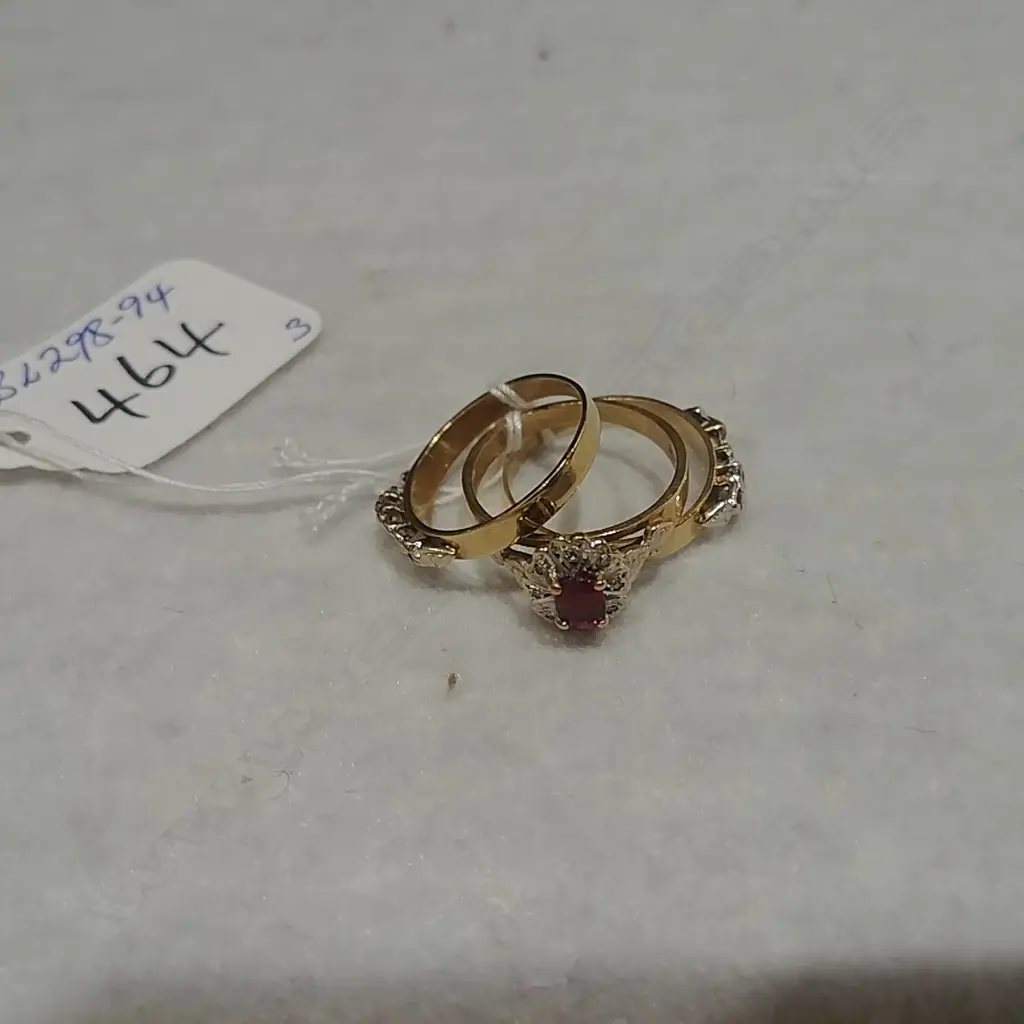 9CT RUBY & DIA. 3 RING SET Image 1++