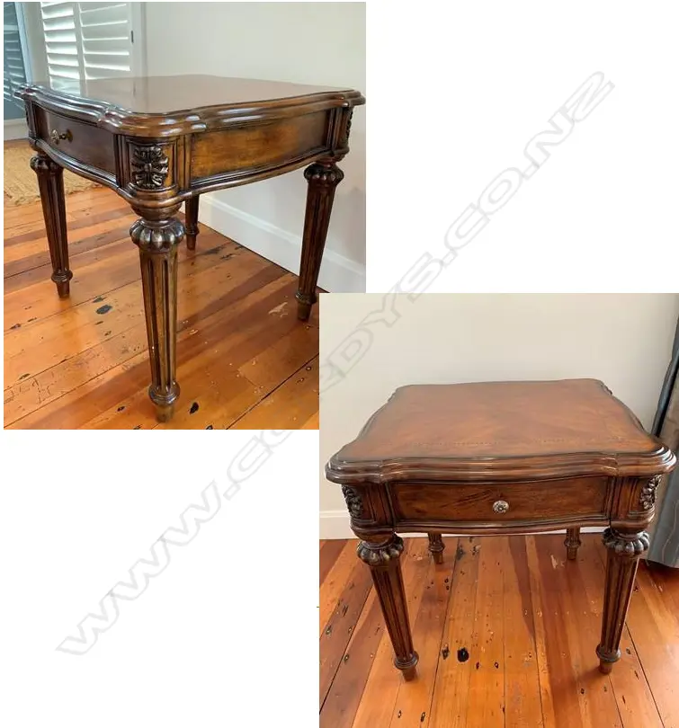 INLAID FRENCH STYLE SIDE TABLE SERPENTINE SQUARE TOP Image 1++