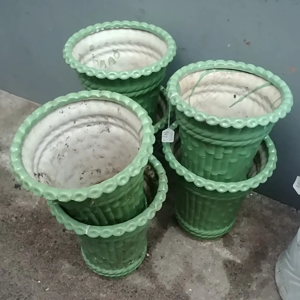 6 SMALL GREEN BAMBOO PLANT POTS  Image 1++