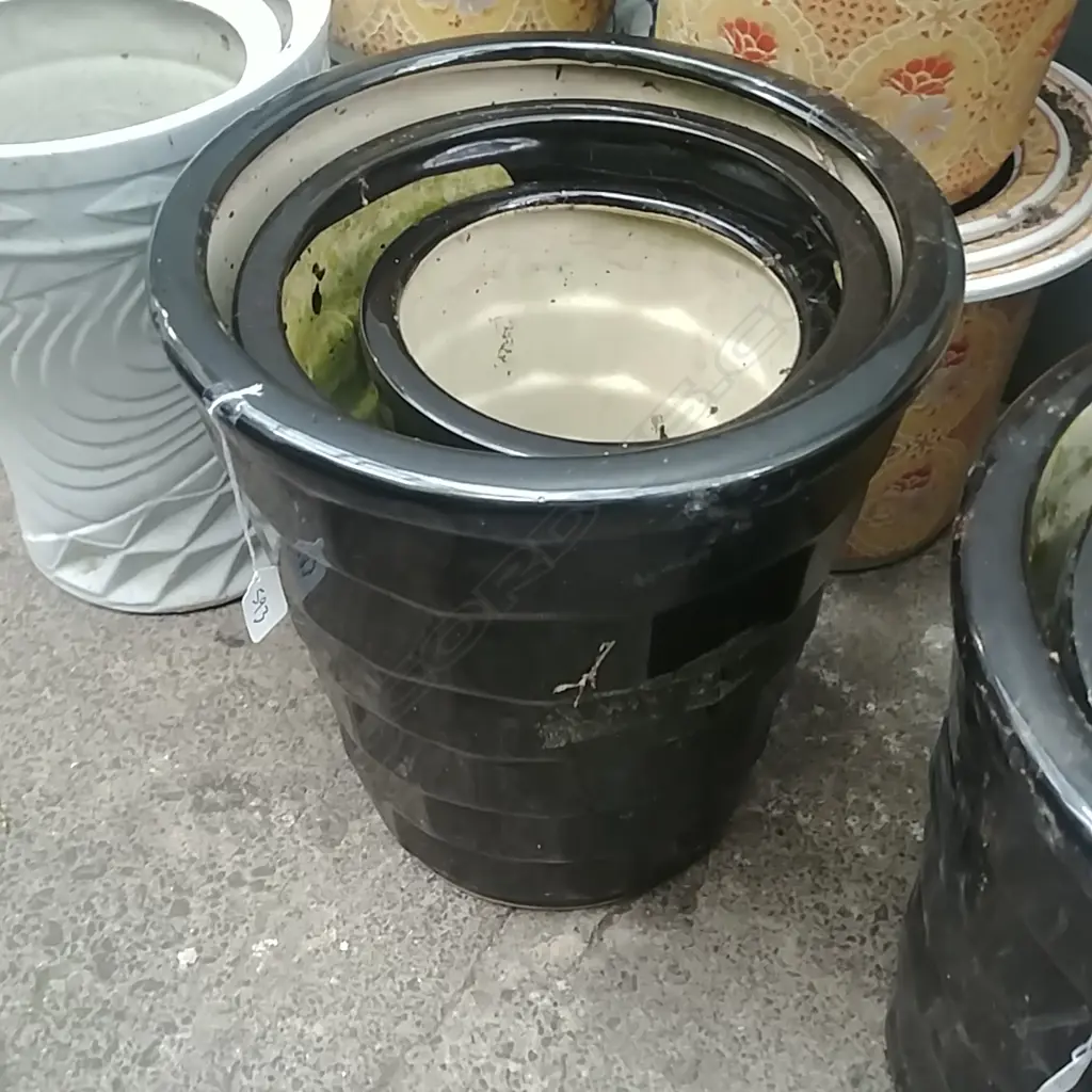 3 GRADUATED BLACK PLANT POTS Image 1++