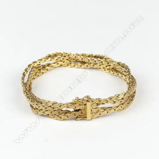 VINTAGE 18CT GOLD 4 STRAND BRACELET 31.38GM