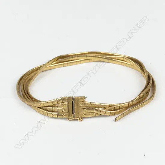 VINTAGE 18CT GOLD 4 FLAT-STRAND BRACELET 30.48GM