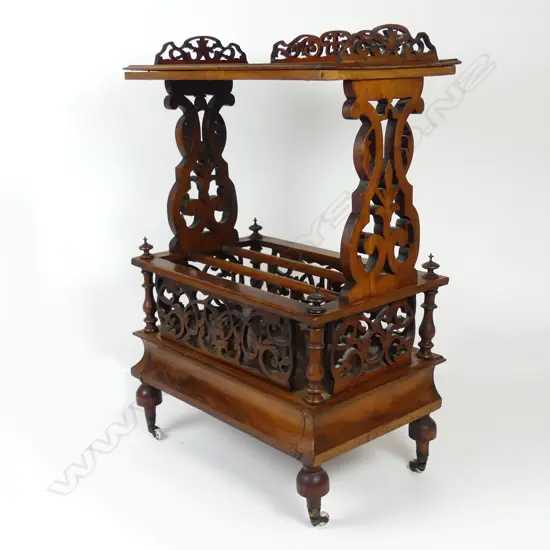 A Victorian walnut canterbury