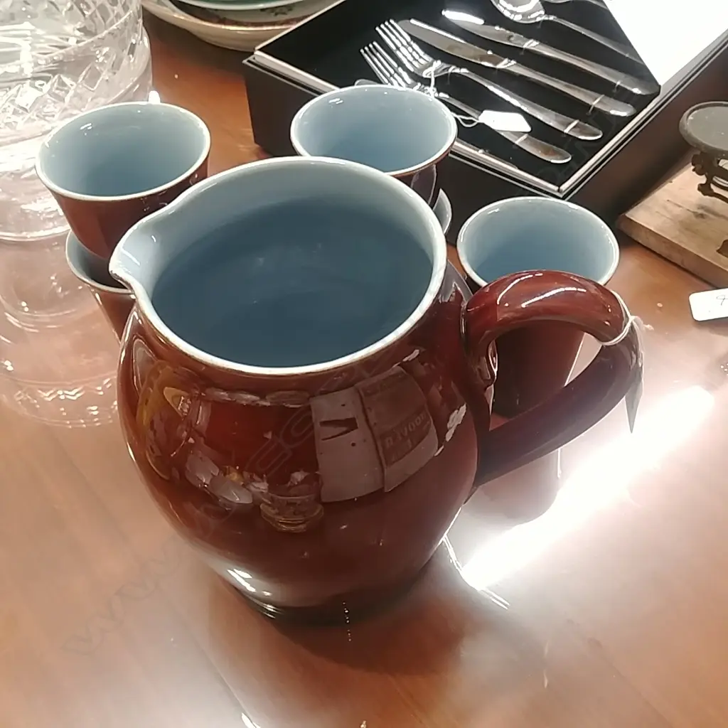 STONE WARE JUG +5  MUGS Image 1++