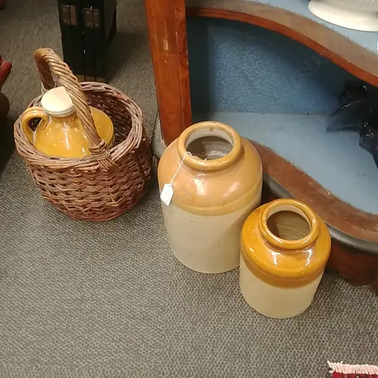 3 CROCKS + BASKET