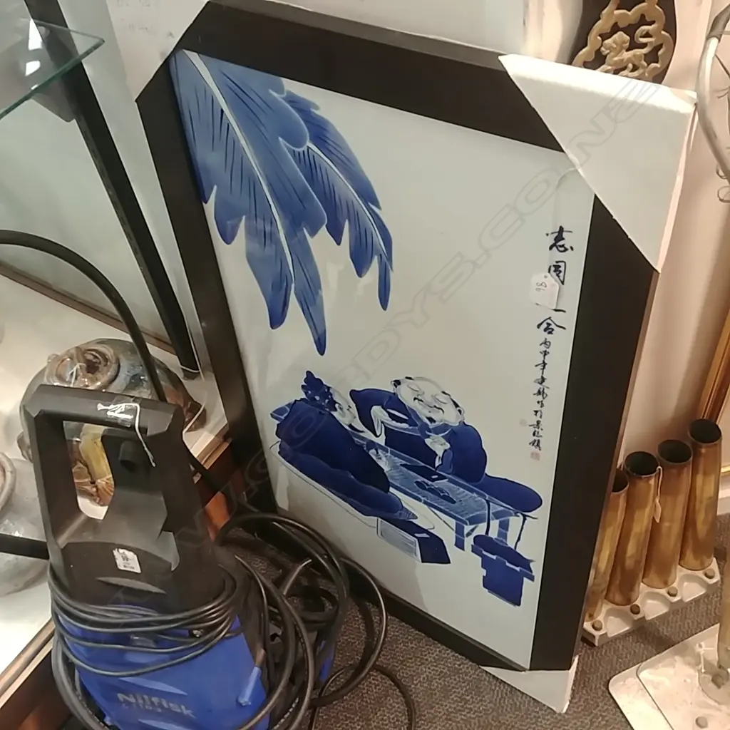 LARGE CHINESE B&W CERAMIC PANEL Image 1++