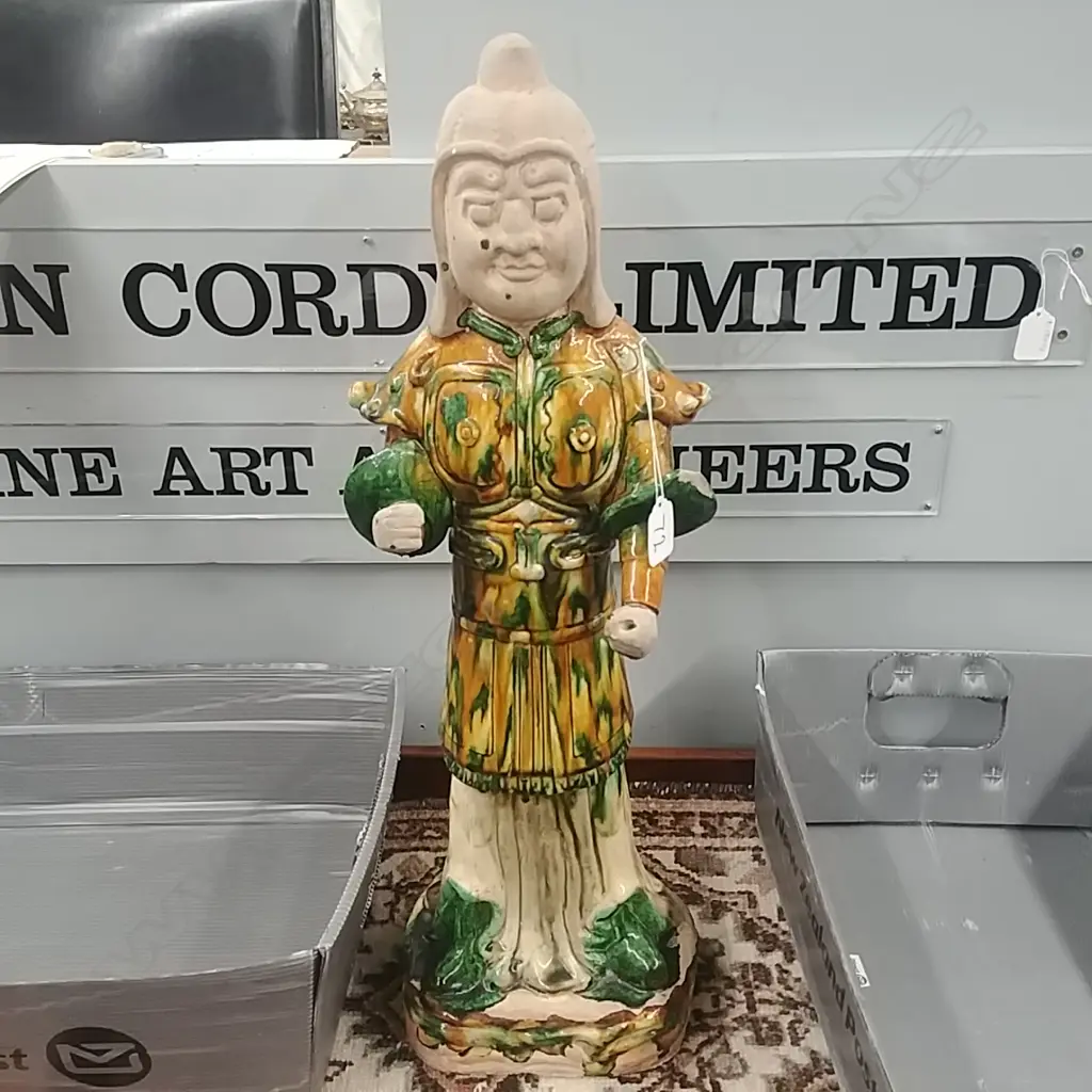 TALL CHINESE CERAMIC FIGURE SANCAI GLAZE Image 1++